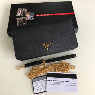프라다 사피아노 골드체인 미니백 1ZH029 블랙